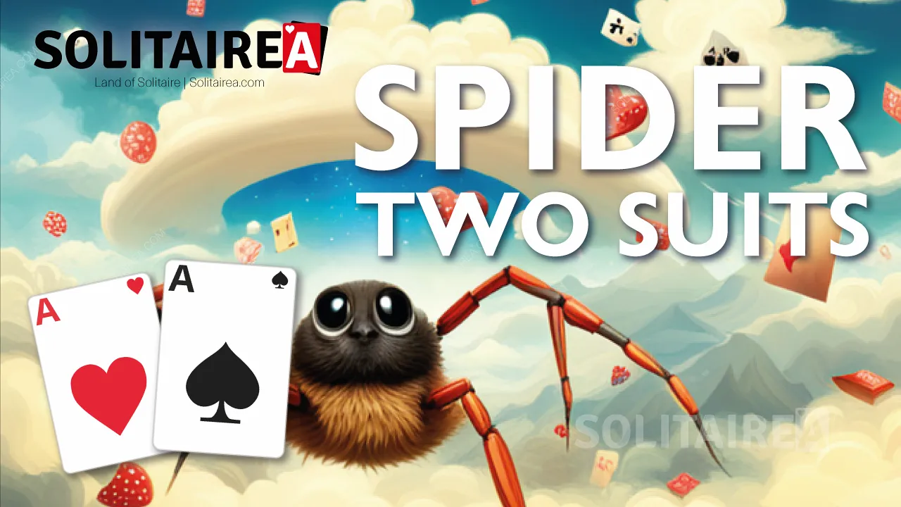 Beheers Spider Solitaire 2 Suits en win gemakkelijk.